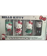 Sanrio Hello Kitty Christmas Glassware Set Of 4 Glasses New 10 oz - £15.30 GBP