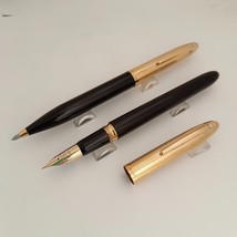 Sheaffer Crest 593 Black with 23kt Electroplated Cap Ball &amp; Fountain Pen Set - £269.98 GBP