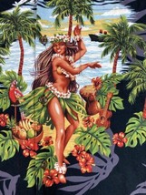KYs Hawaiian Shirt Mens Small Black Camp Shirt Hula Girl Bikini Hawaii - $19.68