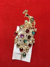 Peacock Barrette Costume Jewelry Hair Clip Rhinestone Fashion Jeweled We... - $18.97