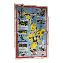 Pure Linen Fast Colours Kitchen Tea Towel New Zealand North Island Map 31x20 - £10.99 GBP