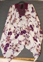 NWT Lane Bryant Cover Up Topper Womens One Size Open Front Plum Floral Crochet  - £15.89 GBP