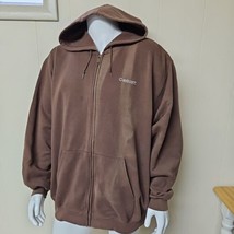 Carhartt Distressed Sweatshirt Mens XL Loose Fit Hooded Zip Fleece Brown Faded - £23.51 GBP