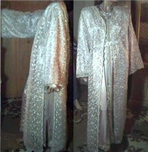 SILK FORMAL BRIDAL KIMONO CAFTAN DUSTER MAXI BALL GOWN DRESS KAFTAN PART... - $700.00