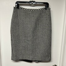 Ann Taylor LOFT Black White Houndstooth Wool Blend Straight Pencil Skirt Size 10 - £19.23 GBP