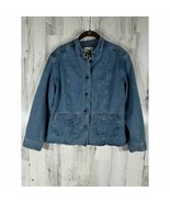 J Jill Denim Out Of The Blue Jean Jacket Brown Velvet Accent Size Small ... - £16.23 GBP