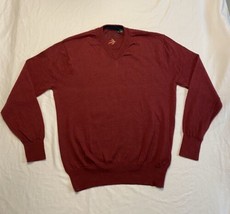 Orvis Merino Wool V-Neck Pullover Sweater Red Men’s XL Lightweight  - £15.46 GBP