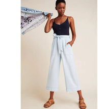 New Anthropologie Cloth &amp; Stone Cropped Wide-Leg Pants $110 SMALL Light ... - £42.70 GBP