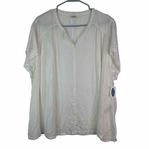Old Navy Womens Button Front Collarless Shirt Size XXL White Short Sleeves NWT - £10.84 GBP