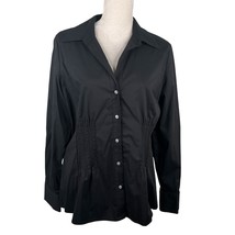 Nine West Black Button Down 14 Ruched Gathering V-Neck New  - £18.80 GBP