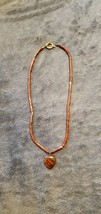 VINTAGE BROWN ORANGE AGATE HEART BEADED NECKLACE - $15.00