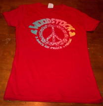 WOMEN&#39;S TEEN WOODSTOCK MUSIC FESTIVAL Concert Music and Peace T-shirt ME... - $19.80