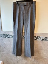 GUNEX Cashmere Blend Flannel Gray Striped Flared Leg Trousers SZ 8 ITALY - £94.96 GBP