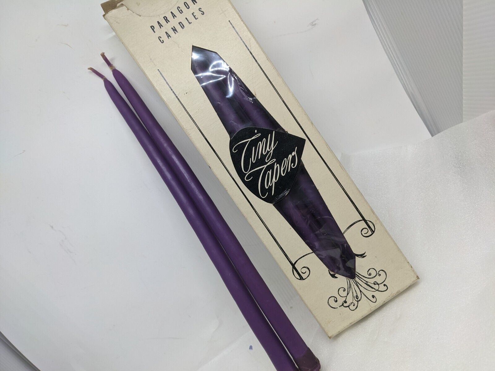 Purple candle 12  Taper Dinner Candles 10-inch Tall Paragon Candles Vintage - $15.84