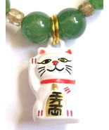 Good Luck Bracelet with Maneki Neko Lucky Kitty Charm and Aventurine - £15.64 GBP