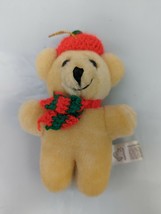 Applause Tan Bear Plush 4.5 Inch Christmas Tree Ornament Trimmers Stuffed Animal - $8.95