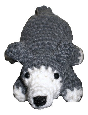 Primary image for Small Gray and White Stuffed Amigurumi Wolf, Plush Crocheted