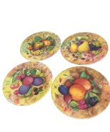 4 Monaco Godinger 8.5in Salad Plates Fruit Apple Pear Plum hand decorate... - $44.32