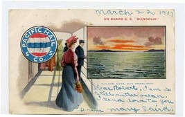 Pacific Mail Steamship Company SS Mongolia Postcard Golden Gate 1907 - £9.48 GBP