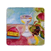 Betsy Drake Wine &amp; Cheese Coaster Set of 4 - £27.24 GBP