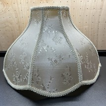 Victorian Lamp Shade Damask Floral &amp; Trim Antique White Brocade  12&quot;H x ... - $72.77