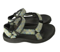 TEVA Kids Shoes HURRICANE Sport Hiking Sandals Hook &amp; Loop Blue Yellow Silver 2 - $10.55