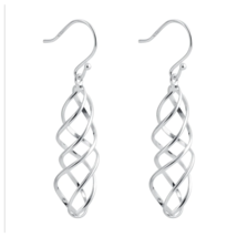 Intertwined Drop Dangle Earrings Solid 925 Sterling Silver - £11.93 GBP