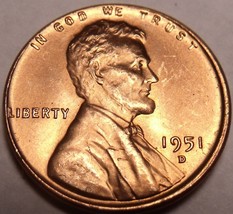 United States 1951-D Unc Lincoln Wheat Cent~Free Shipping - £3.75 GBP