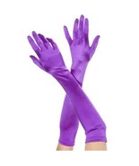 ML-452 Sexy Purple Satin Extra Long Opera Prom Evening Burlesque Gloves - $237.95 MXN