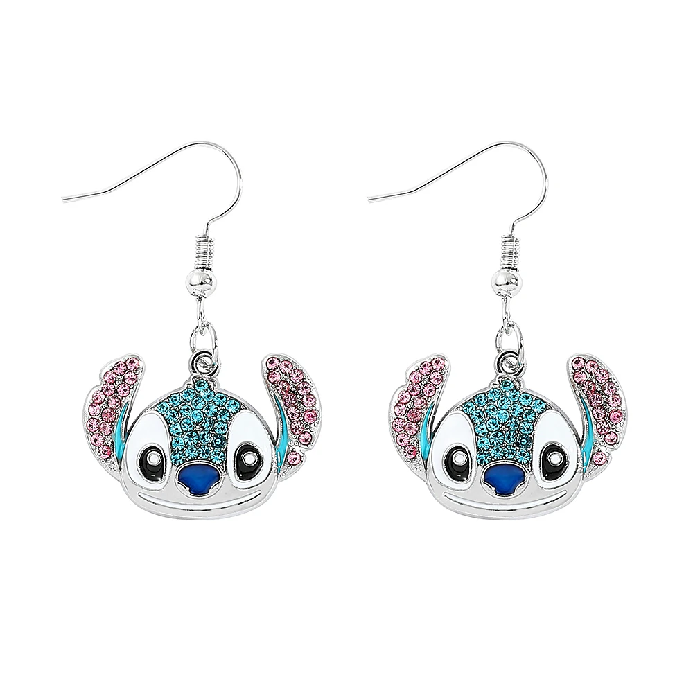 Disney Stitch Cartoon Rhinestone Pendant Earrings Cute Sweet Girl Jewelr... - $3.36