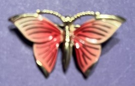 Vintage Enamel on Gold Tone Butterfly Brooch Pin - $8.59