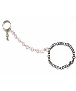 Gunmetal and Pink Slave Bracelet with Connected Ring and Key Charm - £17.20 GBP