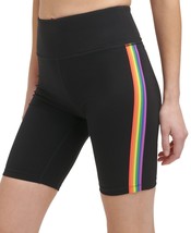 DKNY Womens Sport Rainbow-Stripe Bike Shorts Medium Black Size Medium - $51.50