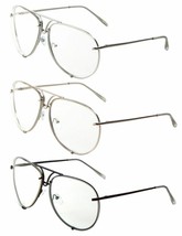 Oversized Pilot Aviator Sunglasses Classic Clear Lenses Retro Designer Fashion - £7.04 GBP