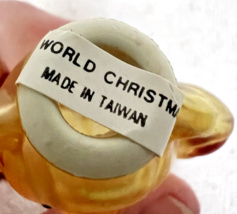 World Christmas Ornament Teddy Bear Glass Light Cover Hand Painted Stick... - $12.38