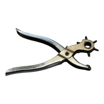Silver Heavy Duty Textured Handle Leather Belt Hand Hole Revolving Punch Pliers - £12.85 GBP