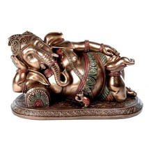 Reclining Ganesha Statue Hindu Elephant God Deity Icon High Quality Bronze Resin - £38.61 GBP