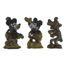 Vtg Disney Mickey Minnie Mouse Goofy Metal/Lead Figures 1933 Allied Toys - $16.82