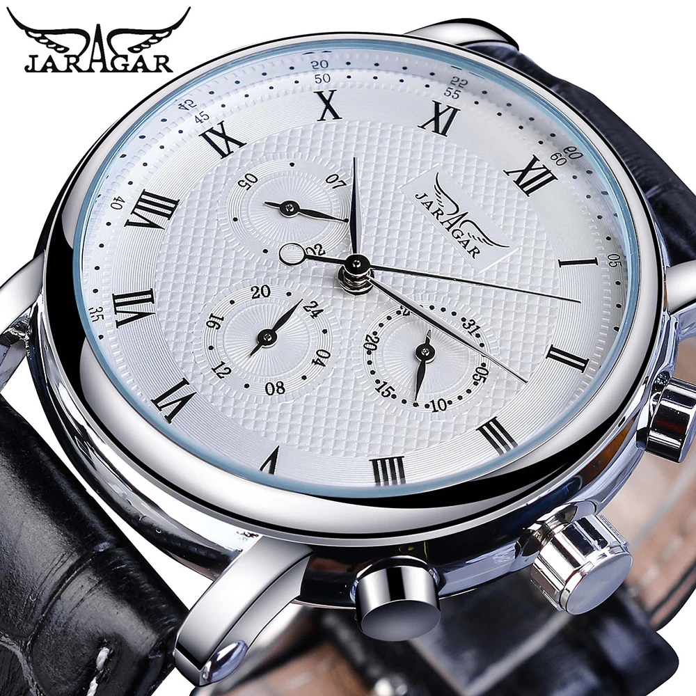 Jaragar Brand White Men Mechanical Watch Minimalism Dial Date Business S... - £38.77 GBP