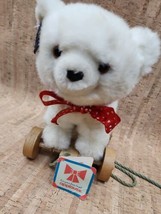 Vintage 1987 Applause Nostalgic Bear on Wheels #21103 Stuffed Plush Pull Toy - £23.18 GBP