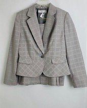 Women&#39;s Tahari Skirt Suit Gray Pink Plaid 2 Pieces Size 12 - £42.80 GBP