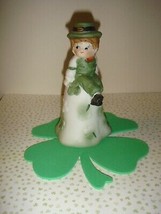 Vintage St Patricks Day Bell Irish Boy Shamrock Sitting on Bell - $18.99