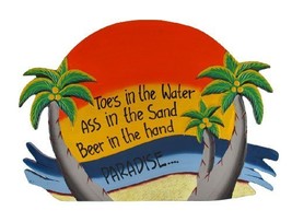Orange `Toes in the Water` Palm Tree Paradise Wall Plaque [Kitchen] - £19.46 GBP