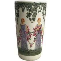 Weller Flemish Zona Umbrella Stand Scenic Art Pottery Women Garland Rose... - £166.71 GBP