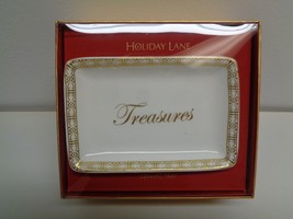 Charter Club TREASURES White Gold Ceramic Tray NEW Christmas Macys Holiday Lane - £27.06 GBP