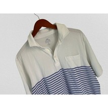Peter Millar Cotton Polo Shirt White Pale Blue Stripes Crown Embroidery ... - $28.70