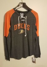 Anaheim Ducks NHL Women&#39;s Lace-Up Pullover Tee Shirt , Duck Foot size M - £11.13 GBP