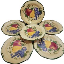5 + Granada Home Trends Dinner Scalloped Green Rim Plates Apple Pear Plu... - $549.32 MXN