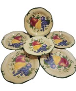 5 + Granada Home Trends Dinner Scalloped Green Rim Plates Apple Pear Plu... - $41.10 CAD