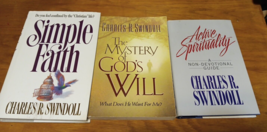 3 Charles R. Swindoll Books Simple Faith Mystery Of God&#39;s Will Spirituality 2 HC - £19.77 GBP